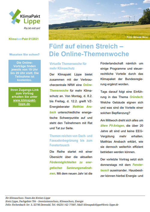 Online-Themenwoche Klimaschutz Online-Themenwoche Klimaschutz