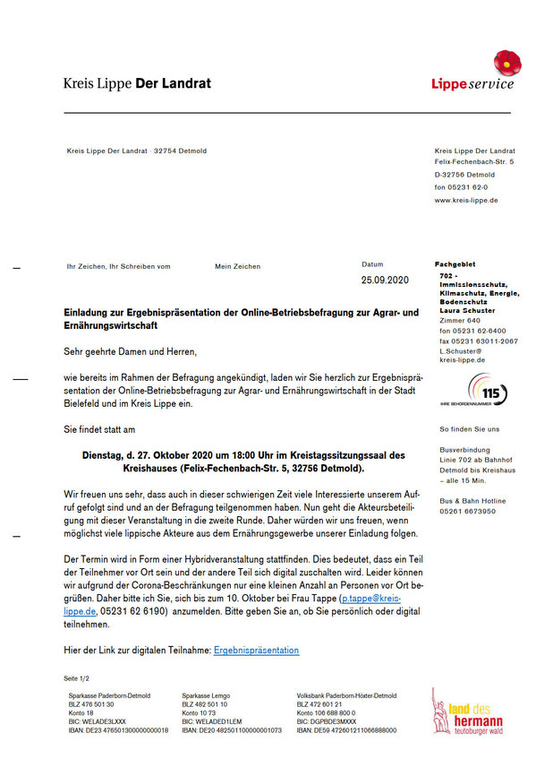 Einladung zur Ergebnispräsentation Regionale Vermarktung