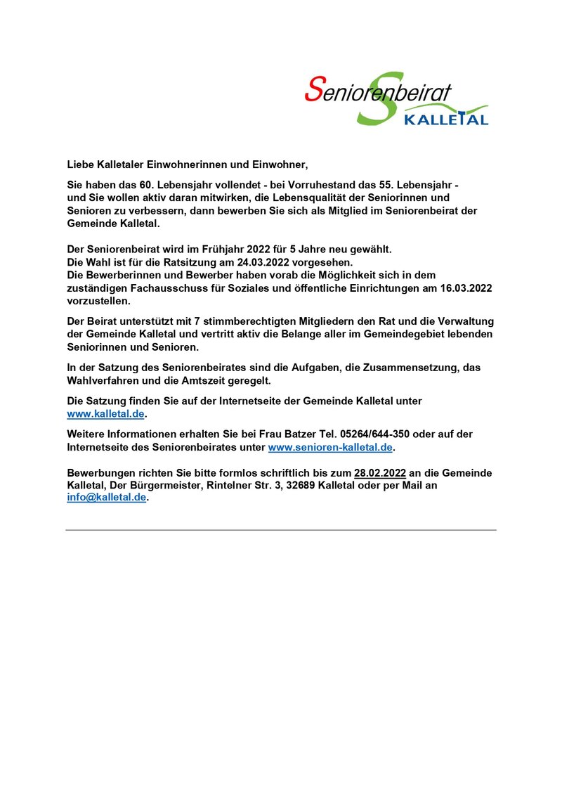 Seniorenbeirat Informationen 