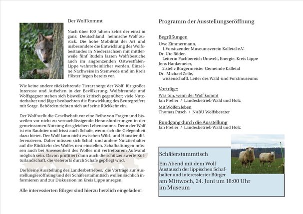 Dem Wolf auf der Spur Flyer Rückseite